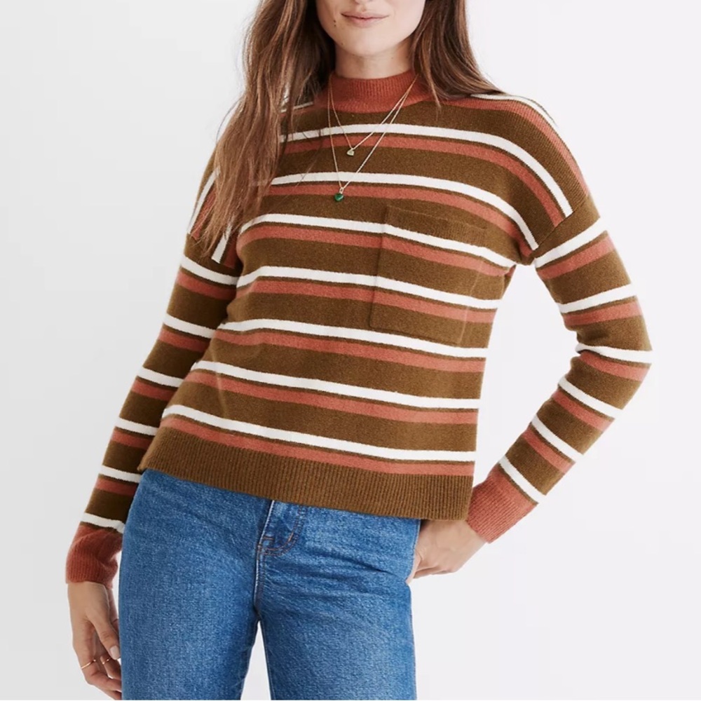 Madewell: Redmond Mockneck Pocket Sweater in Stripe